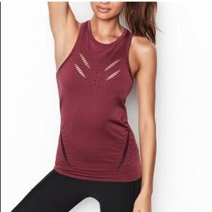 Victorias Secret Sport Mesh Cut Out Detail Seamless Tank --XS- Burgundy